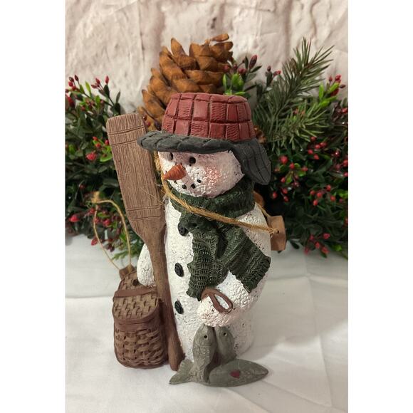 Vtg Sarah's Attic Snowman Figurine Limited Edition #62 of 4000 Fishing - Picture 4 of 6